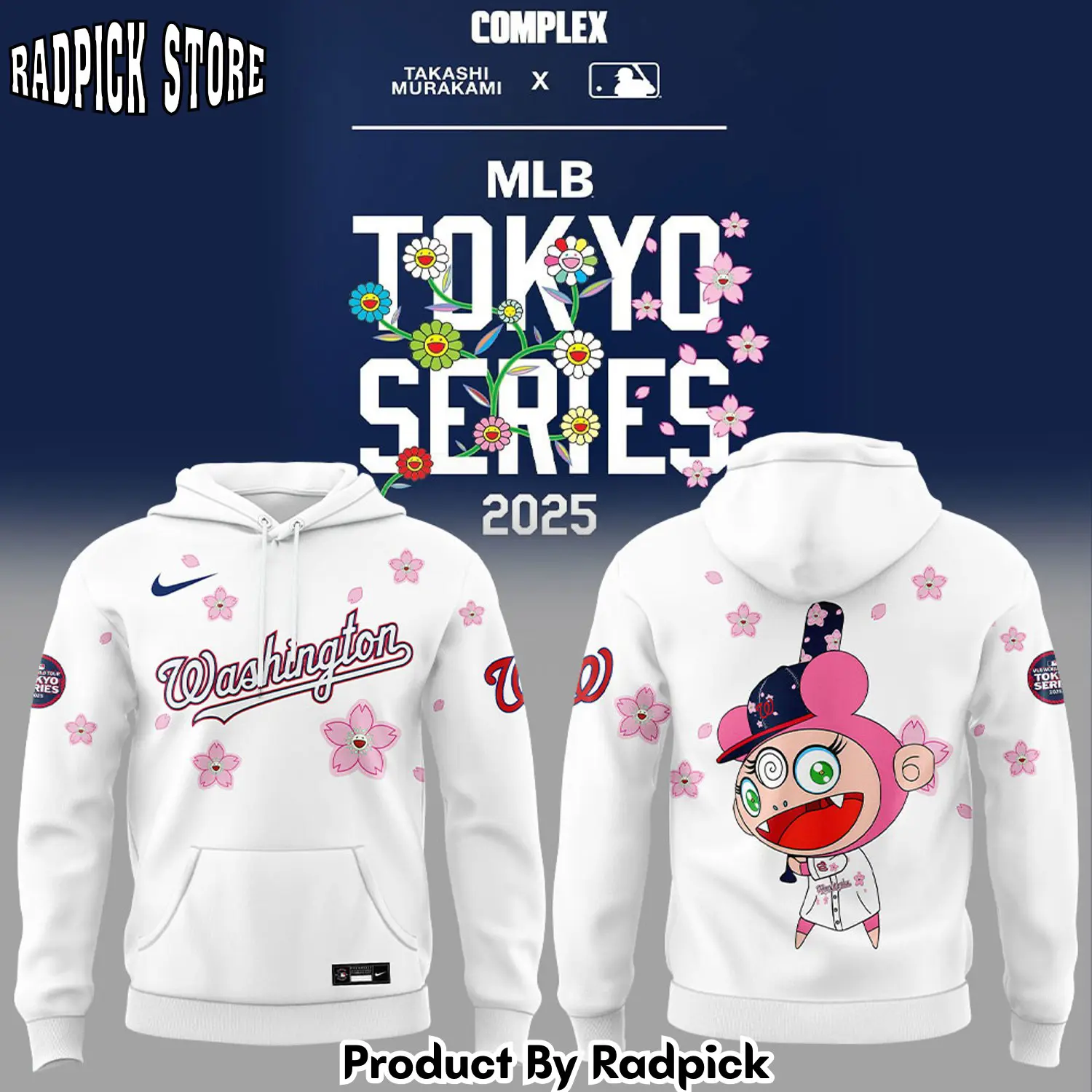Washington nationals takashi murakami x mlb world tour tokyo series 3d hoodie rp29115